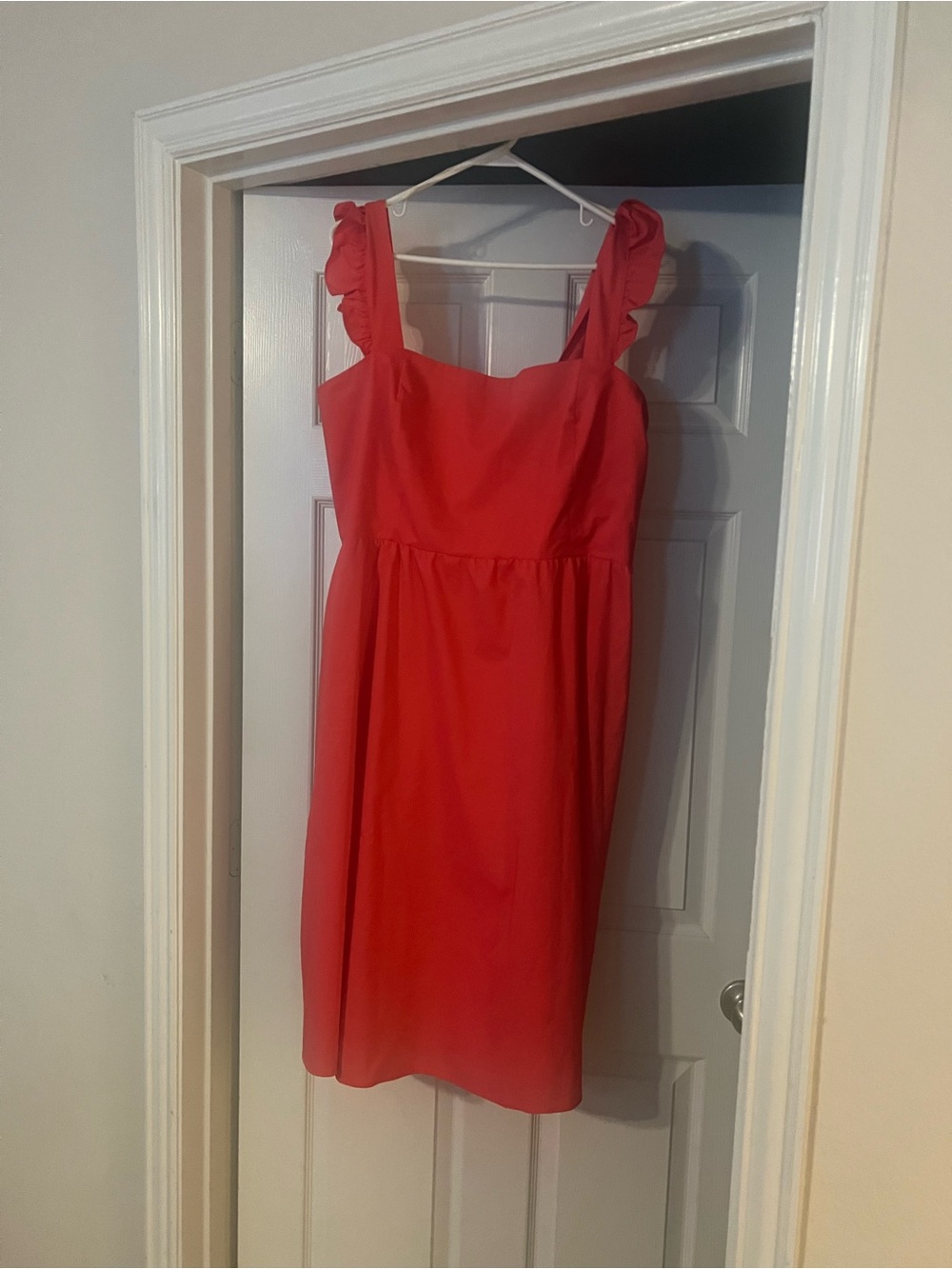 Ruffle Strap Midi Dress in Vibrant Red